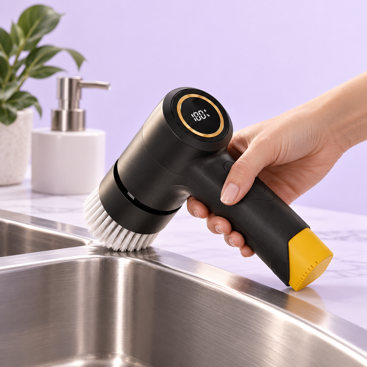 Power Scrub handheld use around a kitchen sink
