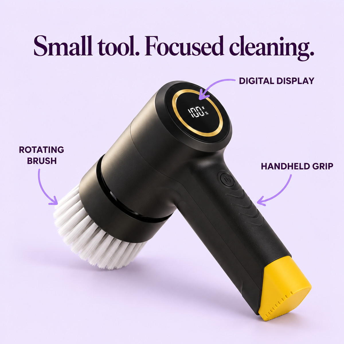 Power Scrub rotating brush, grip and digital display